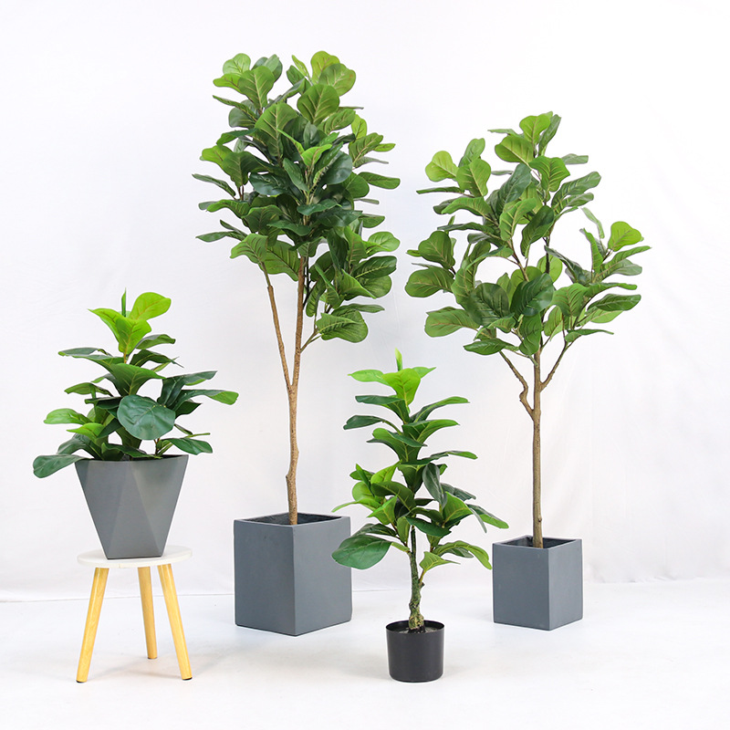 Fiddle Leaf Fig - Planta artificial en maceta de plástico,