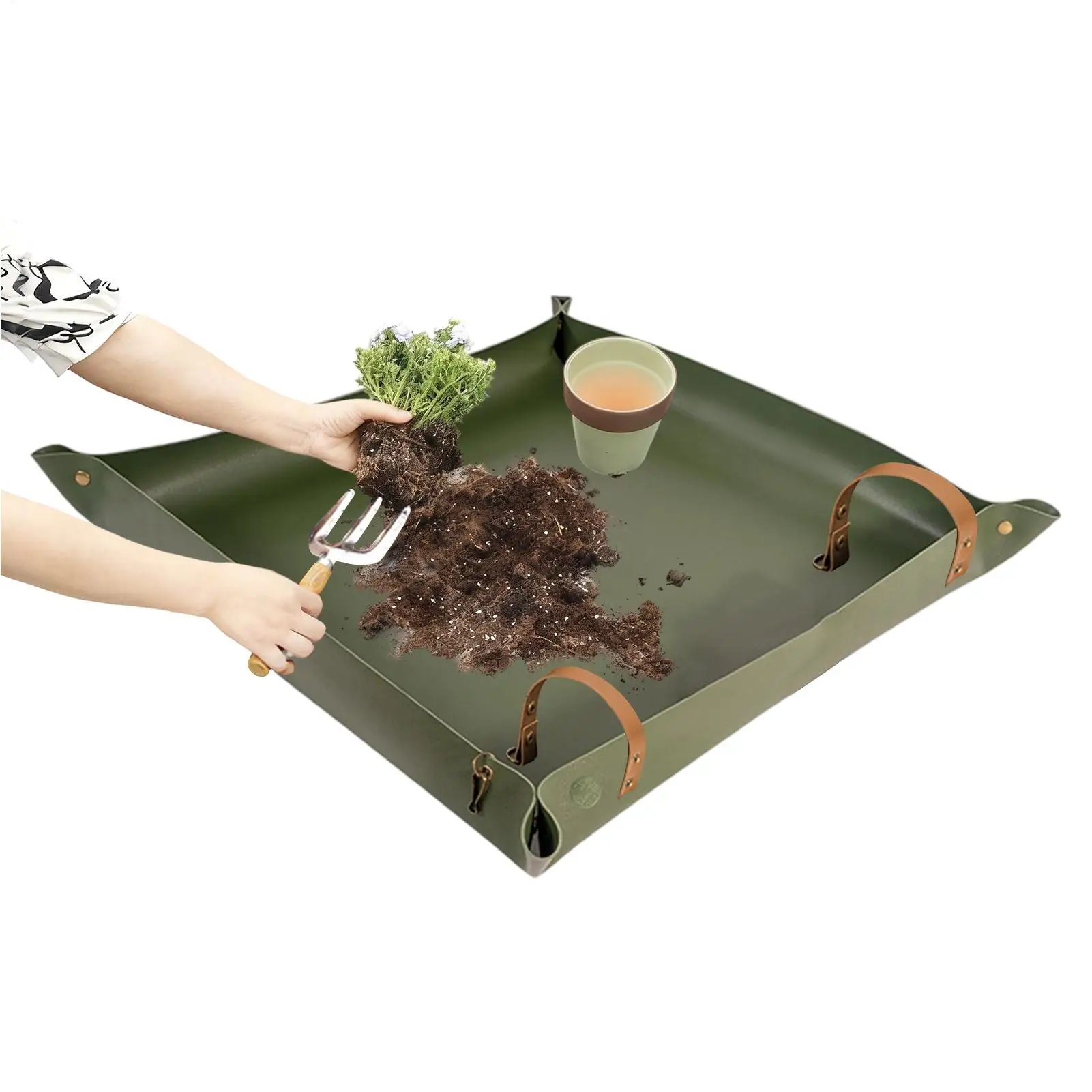 Repotting Mat - Tapete de jardinería plegable e impermeable,